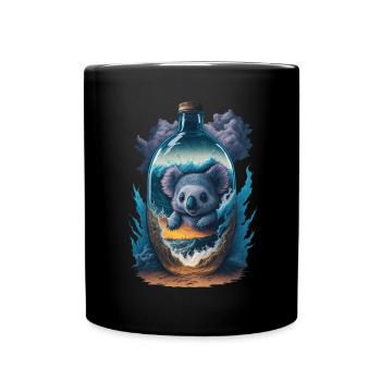 Koala In Flasche - Tasse einfarbig - Schwarz - Vorne