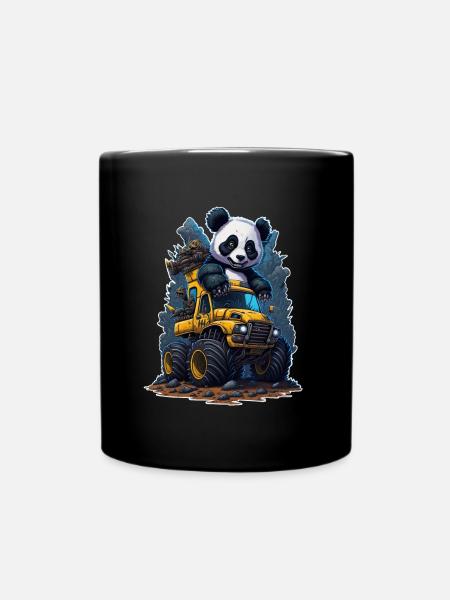 Panda Monstertruck - Tasse einfarbig - Schwarz