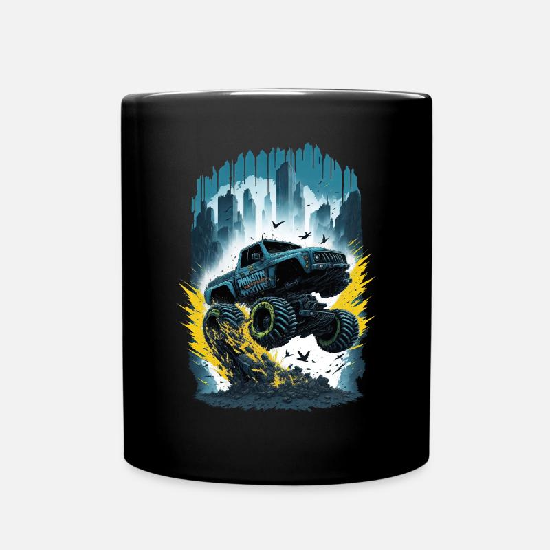 Monstertruck Stadt - Tasse einfarbig - Schwarz