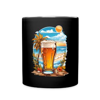 Strand Bier - Tasse einfarbig - Schwarz - Vorne