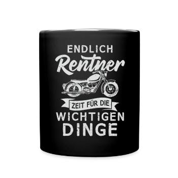 Motorrad Rentner Chopper Opa Ruhestand - Tasse einfarbig - Schwarz - Vorne