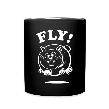 Big Cat Big Cat Cartoon Funny Comic Cat Icon - Full Colour Mug - black - Front