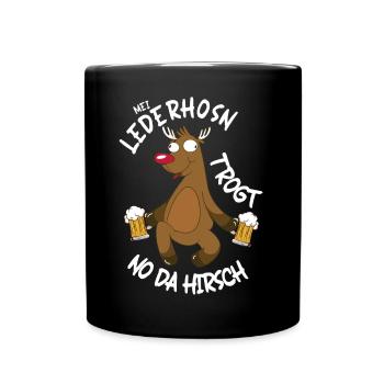 Hirsch Prost Party Cartoon Bierzelt - Tasse einfarbig - Schwarz - Vorne