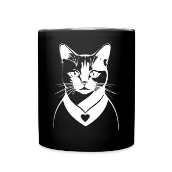 Funny Cat Silhouette Cheeky Fun Cats - Full Colour Mug - black - Front