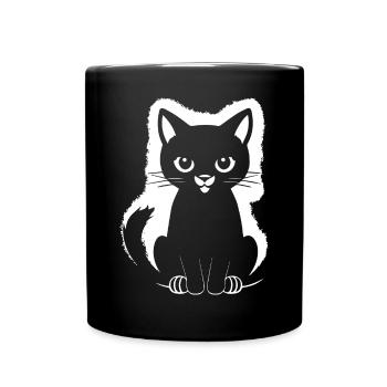 Funny Cat Silhouette Cheeky Fun Cats - Full Colour Mug - black - Front