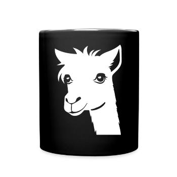 Lustige Lama-Silhouette Freche Spaß-Lamas - Tasse einfarbig - Schwarz - Vorne