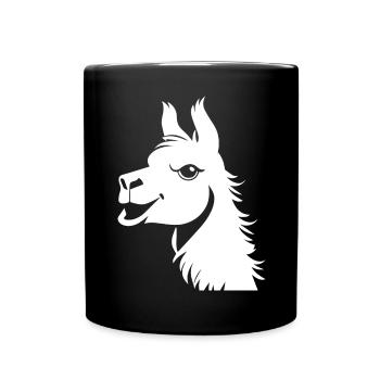 Lustige Lama-Silhouette Freche Spaß-Lamas - Tasse einfarbig - Schwarz - Vorne