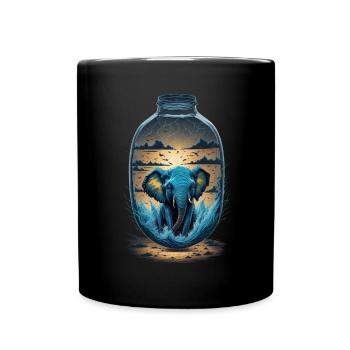 Elefant Flasche - Tasse einfarbig - Schwarz - Vorne