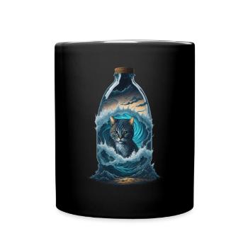 Cat Bottle - Full Colour Mug - black - Front