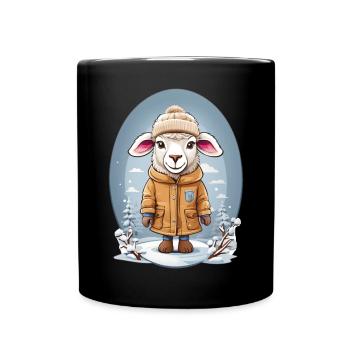 Süßes Schaf - Tasse einfarbig - Schwarz - Vorne