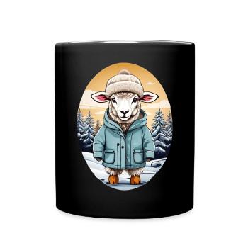 Süßes Schaf - Tasse einfarbig - Schwarz - Vorne