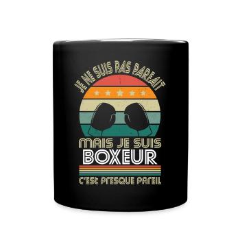 Je ne suis pas parfait mais je suis boxeur - Mug uni - noir - Devant