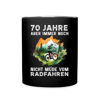 70 Geburtstag Radfahrer Bike Fahrradfahrer - Tasse einfarbig - Schwarz - Vorne
