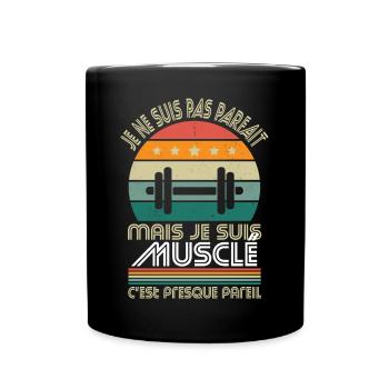 Musculation - Pas parfait mais musclé - Mug uni - noir - Devant
