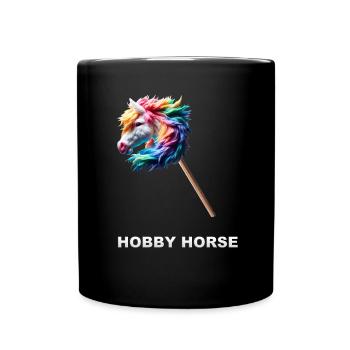 Buntes Hobby Horse Horsing - Tasse einfarbig - Schwarz - Vorne