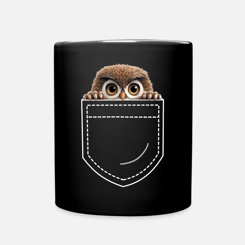 Eule Eulen - Tasse einfarbig - Schwarz