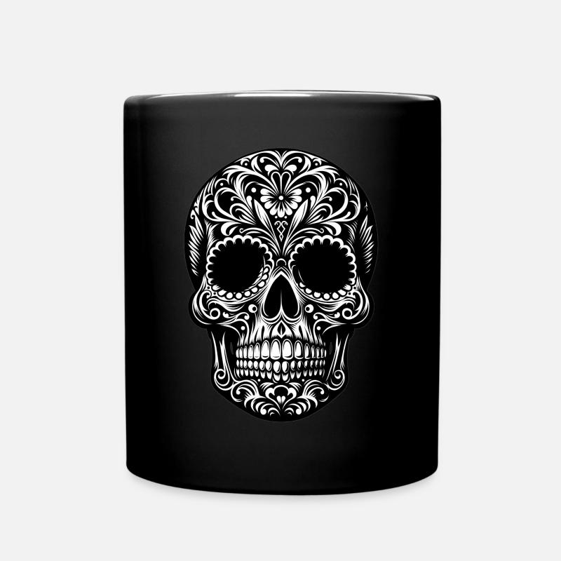 Totenschädel mit Ornamenten - Tasse einfarbig - Schwarz