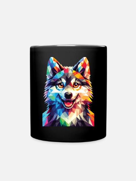 Polygon Wolf - Tasse einfarbig - Schwarz