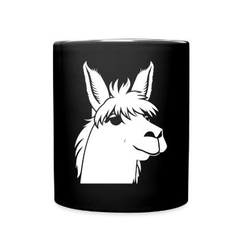 Lustige Lama Silhouette Freche lustige Lamas - Tasse einfarbig - Schwarz - Vorne