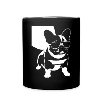 Drôle de bouledogue français avec des lunettes de soleil French Bulld - Mug uni - noir - Devant