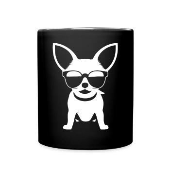 Chihuahua drôle portant des lunettes de soleil Chihuahuas - Mug uni - noir - Devant