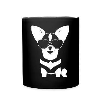 Chihuahua drôle portant des lunettes de soleil Chihuahuas - Mug uni - noir - Devant