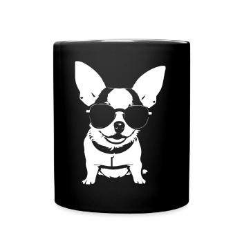 Lustiger Chihuahua mit Sonnenbrille Chihuahuas - Tasse einfarbig - Schwarz - Vorne