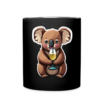 Koala Bear with Wine Glass - Full Colour Mug - black - Front