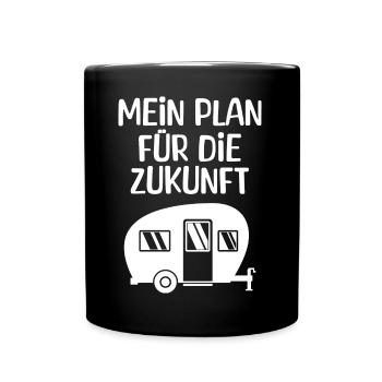 Wanderlust Camping Chillen Wohnwagen Statement - Tasse einfarbig - Schwarz - Vorne