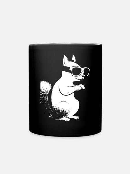 Lustiges Eichhörnchen mit Sonnenbrille Eichhörnchen - Tasse einfarbig - Schwarz