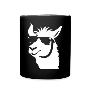 Funny Alpaca Wearing Sunglasses Cool Alpacas - Full Colour Mug - black - Front