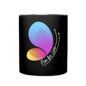 Libre à travers l’amour dégradé papillon - Mug uni - noir - Devant