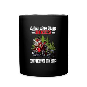 Funny Santa Claus Motorcycle Biker Santa Claus - Full Colour Mug - black - Front