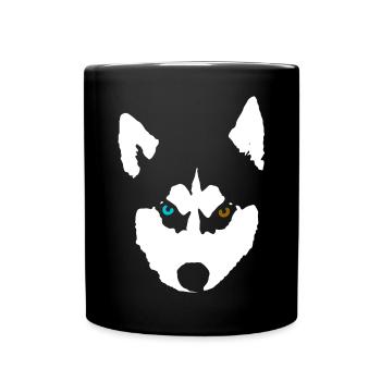 Husky Hund Siberian Husky - Tasse einfarbig - Schwarz - Vorne