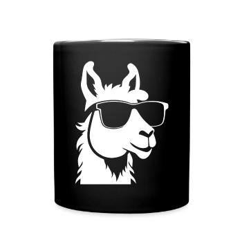 Funny Alpaca Wearing Sunglasses Cool Alpacas - Full Colour Mug - black - Front