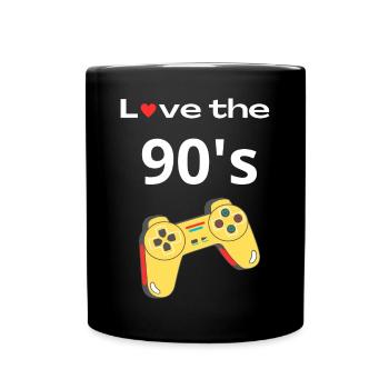 Ich liebe den Retro-Controller der 90er - Tasse einfarbig - Schwarz - Vorne