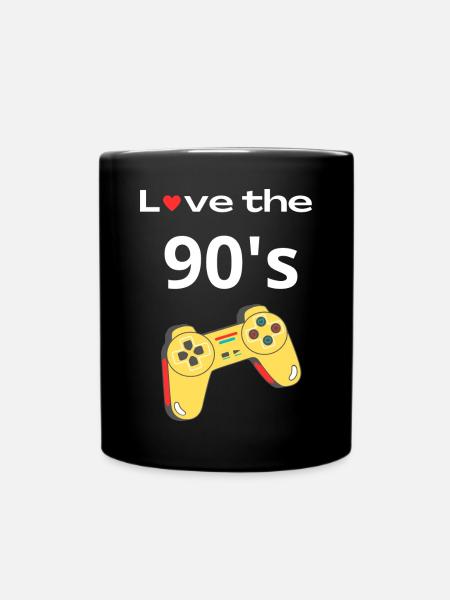 Love the 90s Retro Controller - Full Colour Mug - black