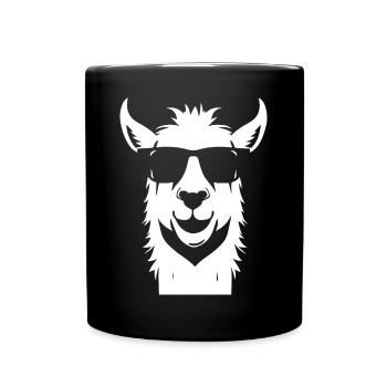 Lama drôle portant des lunettes de soleil Lamas cool - Mug uni - noir - Devant