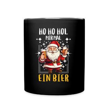 Weihnachtsmann Bier Saufen Alkohol Weihnachten - Tasse einfarbig - Schwarz - Vorne