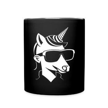 Funny Unicorns Wearing Sunglasses Cool Unicorn - Full Colour Mug - black - Front