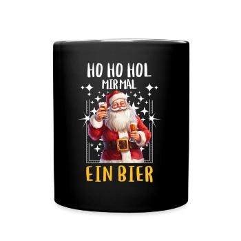 Weihnachtsmann Bier Saufen Alkohol Weihnachten - Tasse einfarbig - Schwarz - Vorne