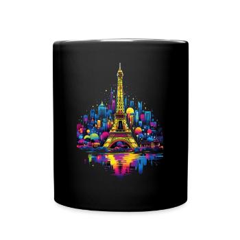 Paris, Tour Eiffel, France, Ville, Horizon, Nuit - Mug uni - noir - Devant