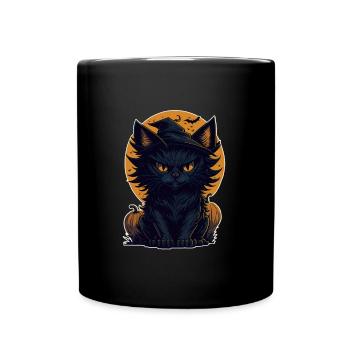 Katze Schwarze Katze Halloween - Tasse einfarbig - Schwarz - Vorne