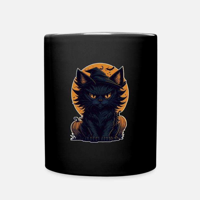 Katze Schwarze Katze Halloween - Tasse einfarbig - Schwarz