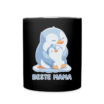 Beste Mama Pinguin Muttertag - Tasse einfarbig - Schwarz - Vorne