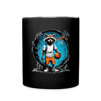 Ballon de basket-ball raton laveur - Mug uni - noir - Devant