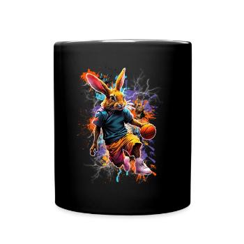 Hase Kaninchen Basketball - Tasse einfarbig - Schwarz - Vorne