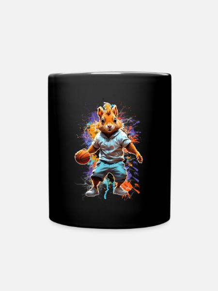 Eichhörnchen Basketball Basketballer - Tasse einfarbig - Schwarz
