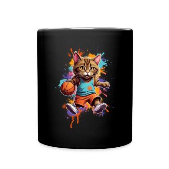 Joueur de basket-ball chat - Mug uni - noir - Devant