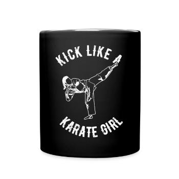Kick Like A Karate Girl - Tasse einfarbig - Schwarz - Vorne